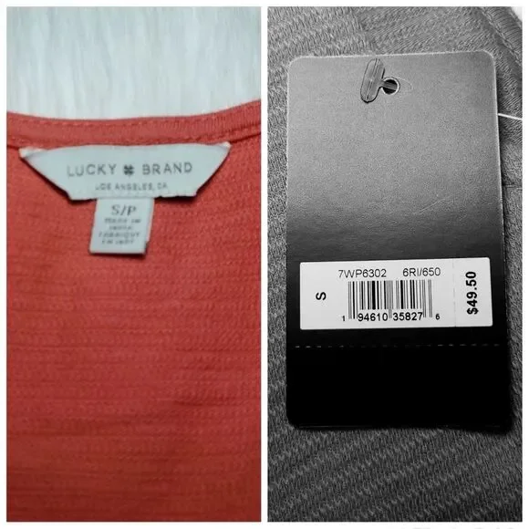 NWT|Lucky Brand Sleeveless Knot Front Peplum Top, SMALL - Picture 4 of 5